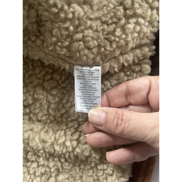 Toad & Co. Plaid Flannel Sherpa Lined Trucker Jacket Womens Size Large Orange - Picture 5 of 8